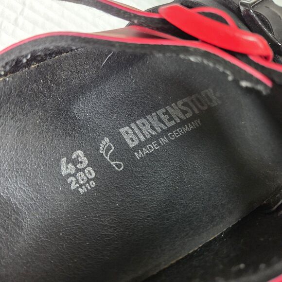 Birkenstock Men's Arizona Split Black/Poppy Red Birko Size 43 Sandals Slides - Picture 5 of 11